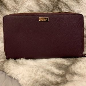 Burgundy Kate Spade zippered wallet